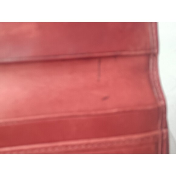 Vintage Coach Distressed Leather Wallet Maroon Red Boho Clutch Purse - Picture 9 of 9